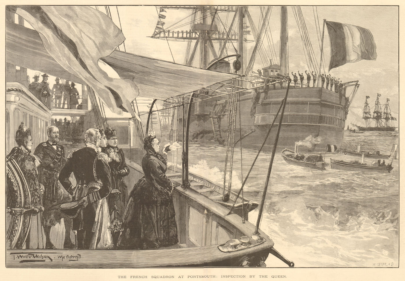 The French squadron being inspected by Queen Victoria at Portsmouth 1891 print